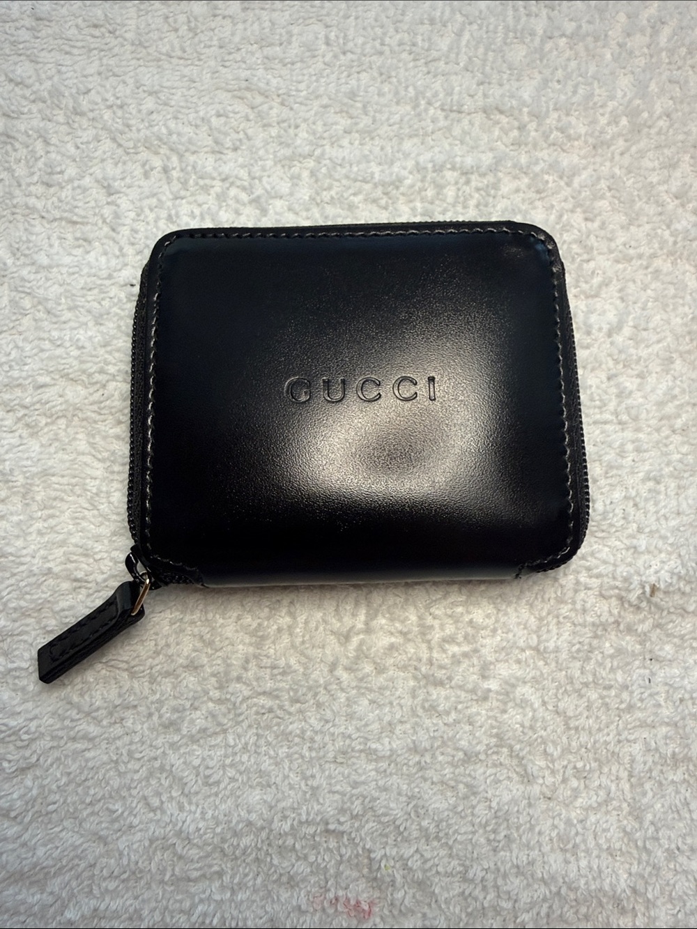 Gucci Black Leather Zip Around Coin Case Wallet